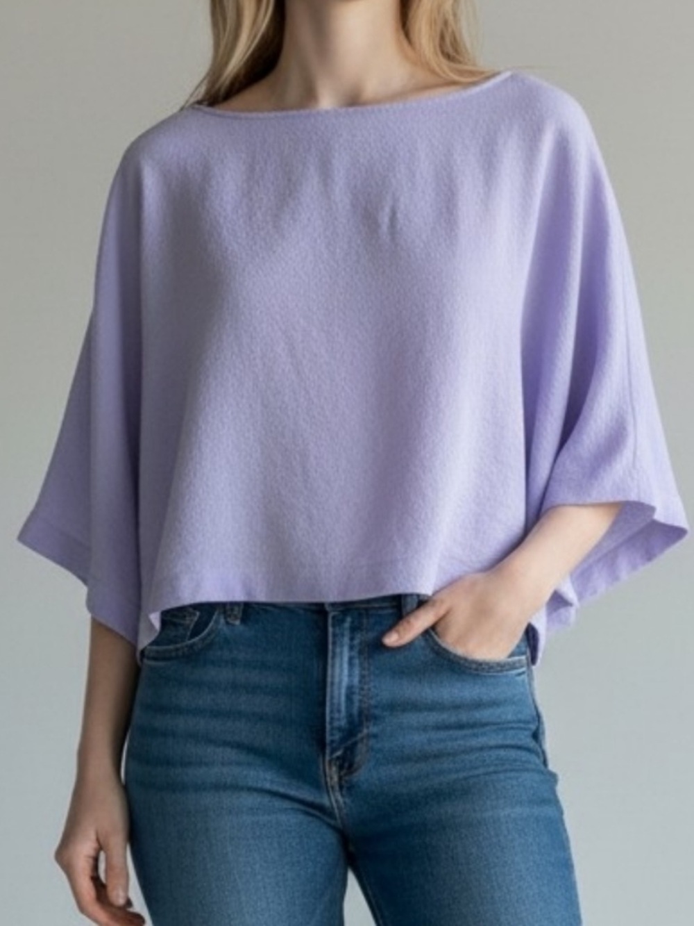 NWT Babaton Blayze Blouse Lagenlook Crepe Lilac Purple Lavendar Oversized - Picture 6 of 7